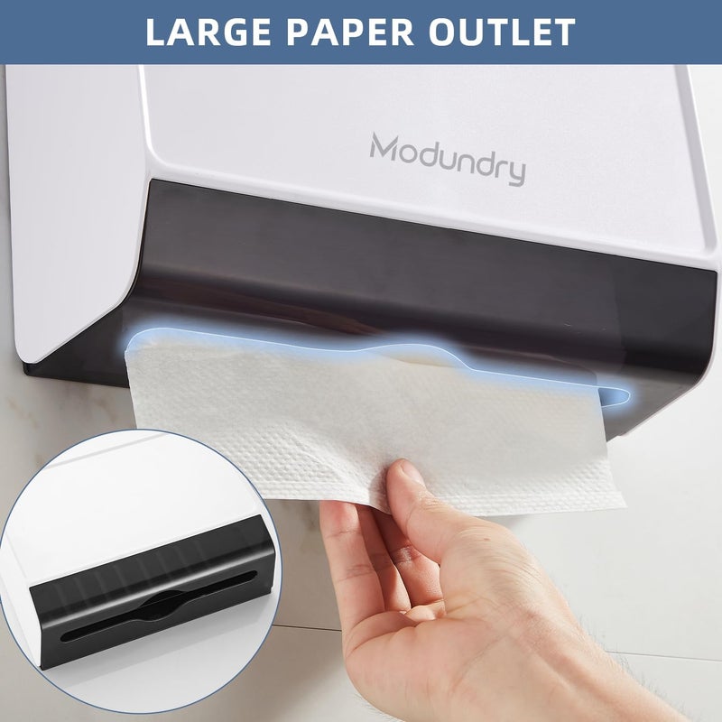 Modundry Paper Towel Dispensers Wall Mount,Multifold Tri-Fold Paper Towel Holder with Key Lock, No Drilling/Screws Install, Home Hand Towel Dispenser for Bathroom, Restroom, Office, White - Image 4